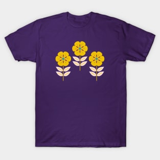 Mod yellow Scandinavian flowers T-Shirt